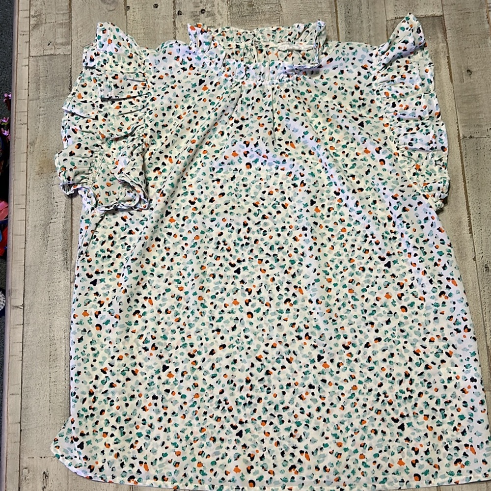 Thml Size M, Dotted Accent Pattern, Ruffled Neck … - image 1